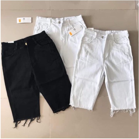 Quần Ngố Lửng Nữ CẠP CAO Chất Kaki Jean Ôm Dáng Siêu Đẹp Siêu Co Giãn 2 Màu Đen Trắng