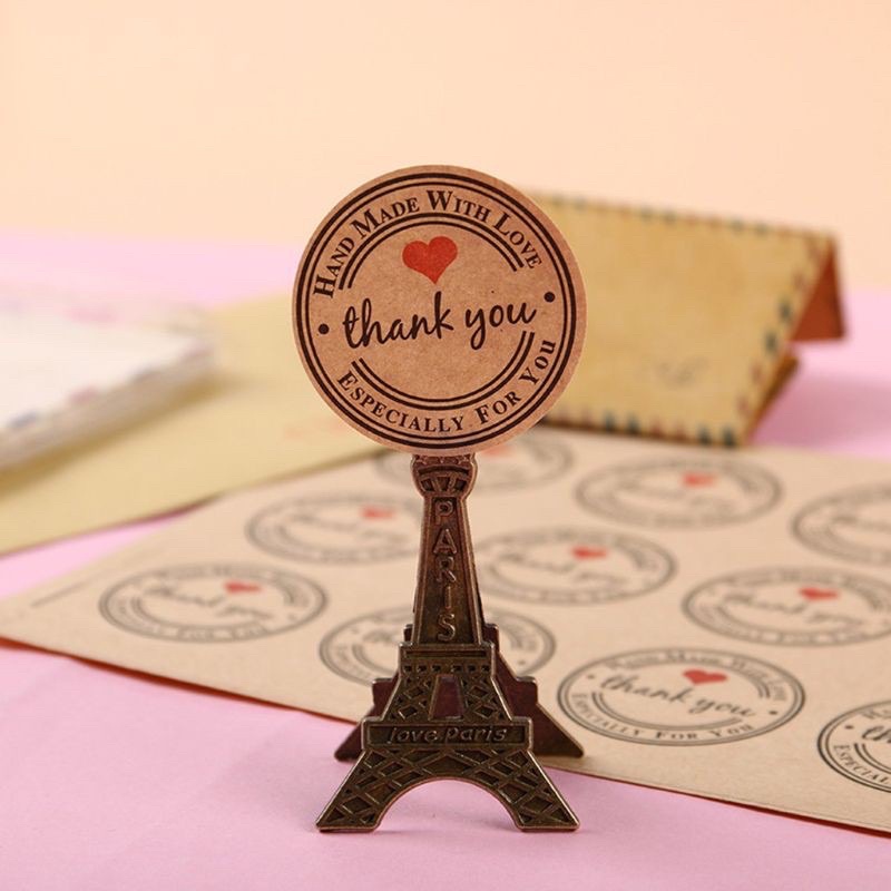 50 Tem giấy kaft nâu Nhãn Dán Sticker Cám Ơn Hình Tròn 2.5cm/ 1 Inch Thank You
