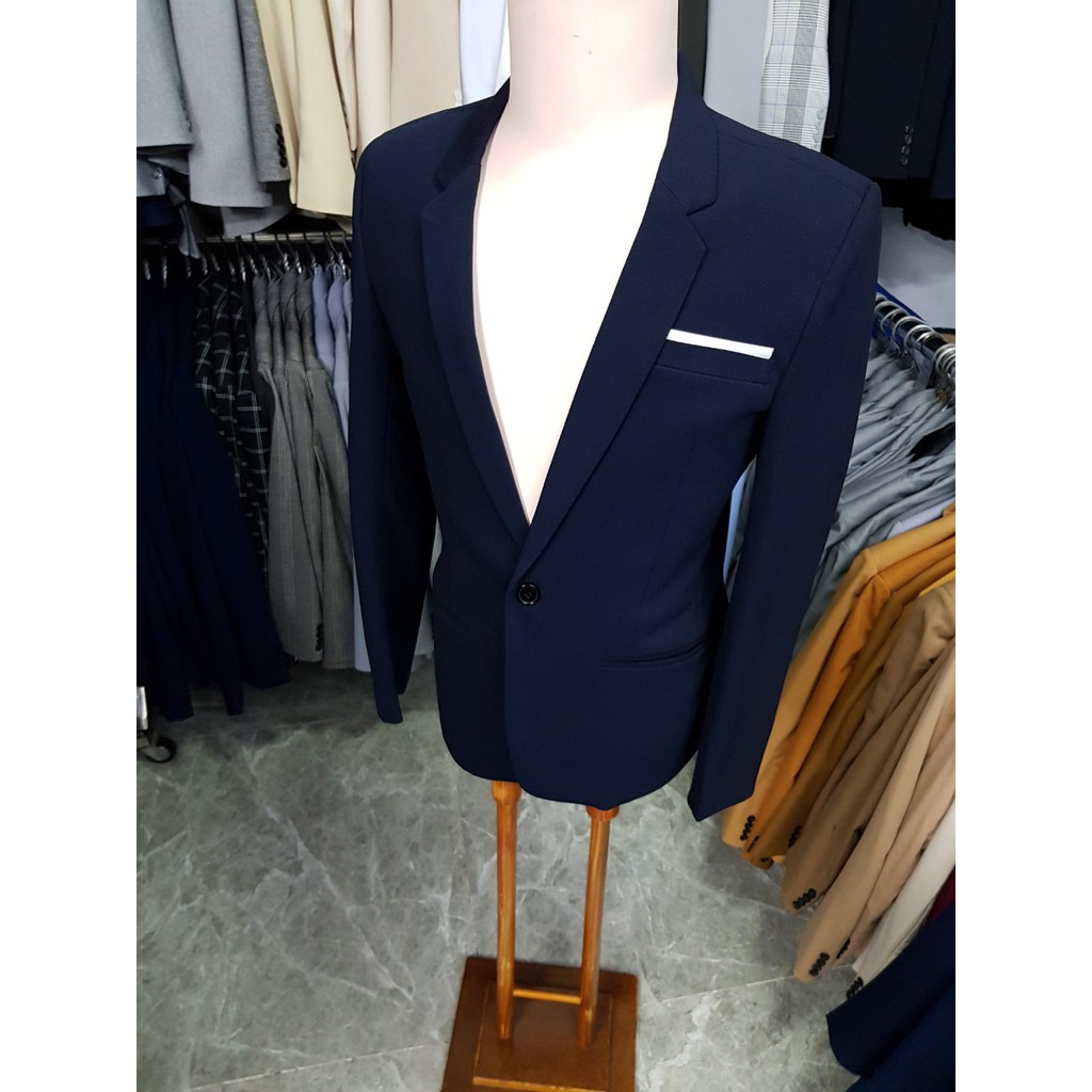 Áo vest nam form ôm body màu xanh đen đậm mềm mịn