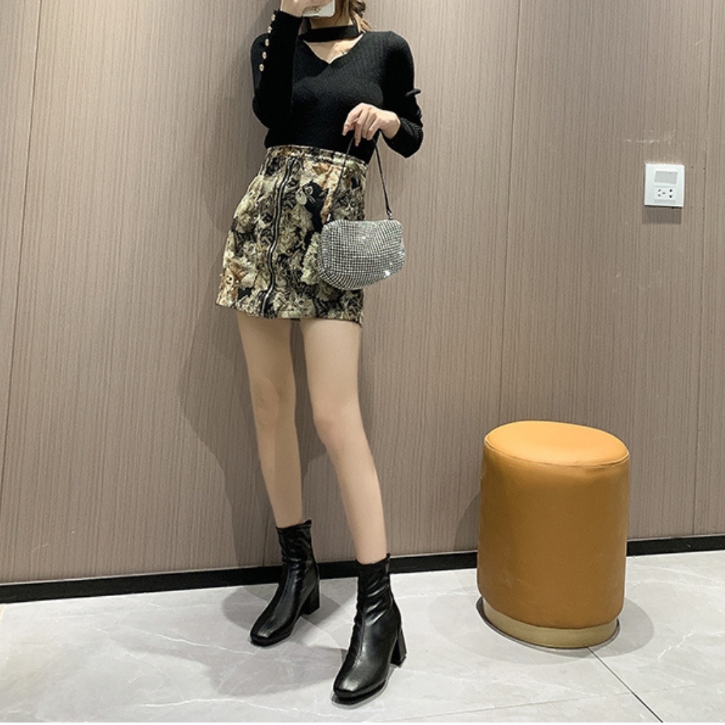 Giày boot da mềm nữ cổ cao lót nỉ mỏng khoá sau cao cấp - Boot mũi vuông, gót vuông 6 phân - BCC004 | BigBuy360 - bigbuy360.vn