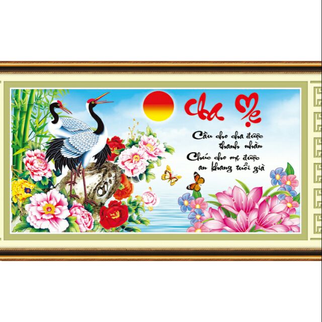 Tranh thêu 3d cha mẹ 53480