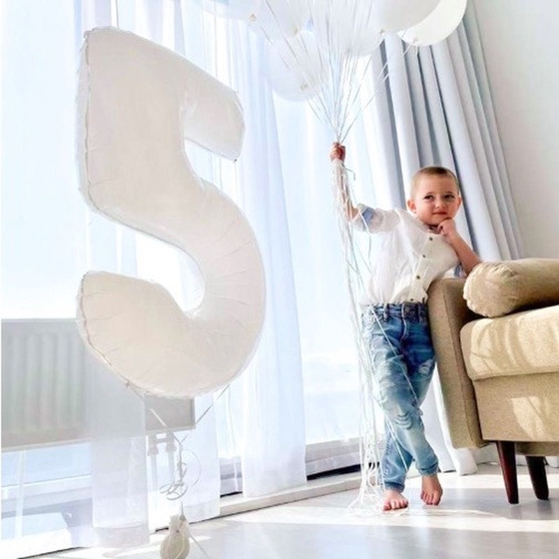 Bong Bóng Nhôm Hình Số 0-9 Màu Trắng Kích Thước 32 inch Trang Trí Tiệc