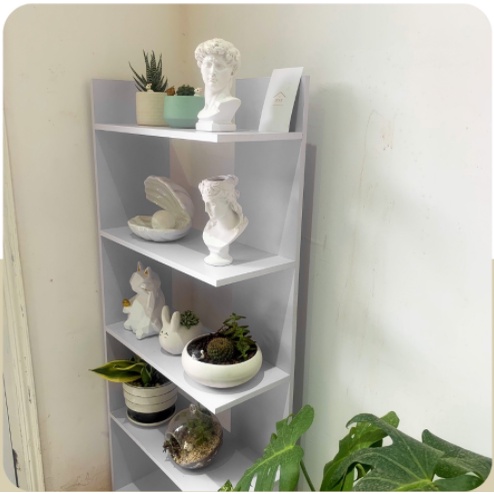 Kệ góc tường 5 tầng kệ gỗ chất liệu MDF hiện đại trang trí nhà giá sách gỗ đa năng