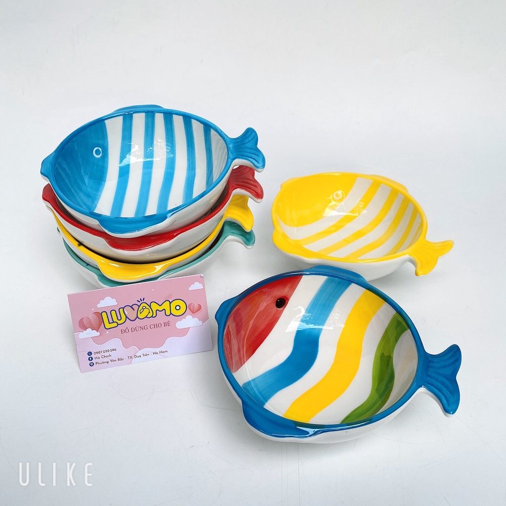 Bát ăn dặm gốm sứ hình cá cho bé luvamo BS05