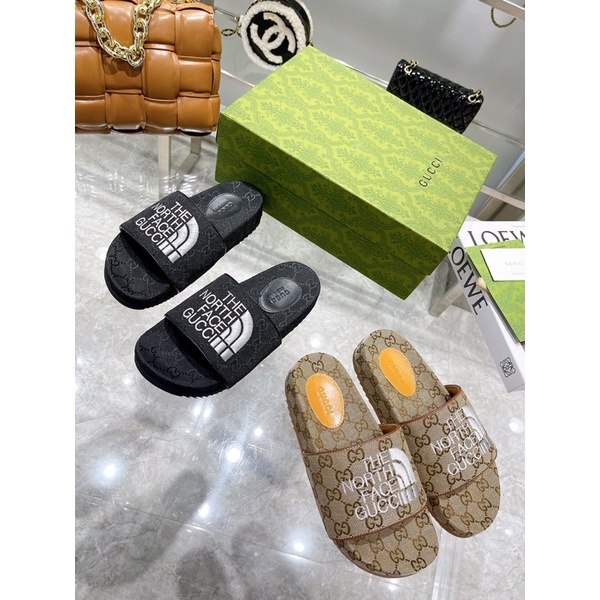 Dép quai ngang thời trang unisex thương hiệu The North Face x Gucci GG/GC cao cấp mẫu mới 2022