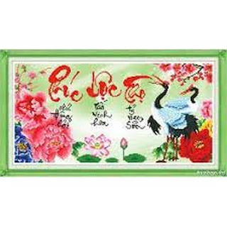 Tranh thêu chữ thập phúc lộc thọ 222928 chưa thêu