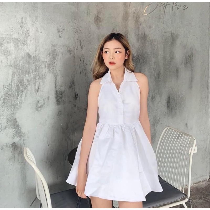 Áo sơ mi yếm chất lụa hở lưng hàng thiết kế
