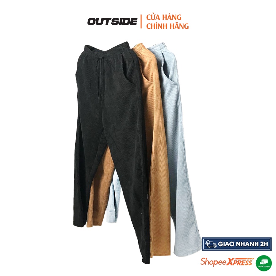 Quần nhung tăm ống rộng, quần nhung tăm ống suông form unisex phong cách Ulzzang outside - Dài nhung