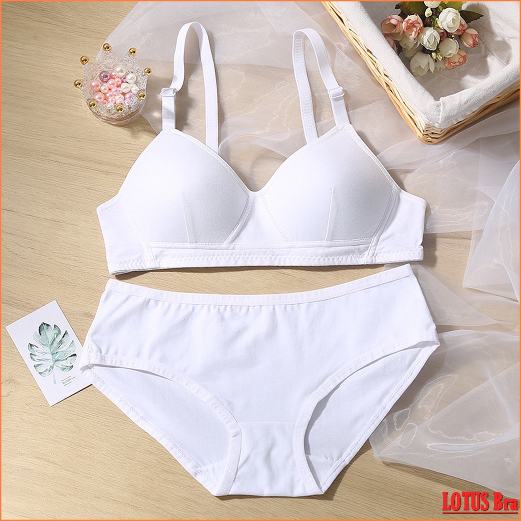 Bộ đồ lót nữ chất đẹp không gọng đệm mỏng Cuxi chất cotton mát co dãn phù hợp cho thiếu nữ sinh viên công sở