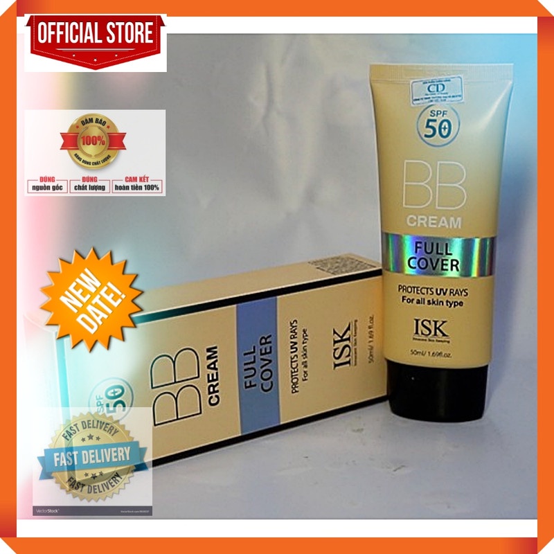 Kem Nền Trang Điểm Beauskin Isk Full Cover BB Cream Spf 50+/Pa+++ Chống Nắng, da đẹp, sắc đẹp 50Ml Hàn Quốc
