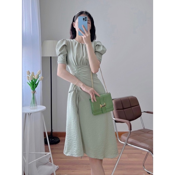 Đầm rút dây thân cổ tròn Macos BT165