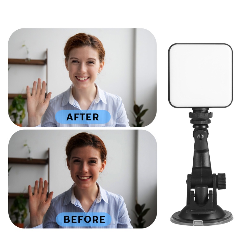 Đèn LED Chiếu Sáng Video 2500K-6500K Mini Có Cốc Hút Silicon Trang Điểm Đa Ứng Dụng