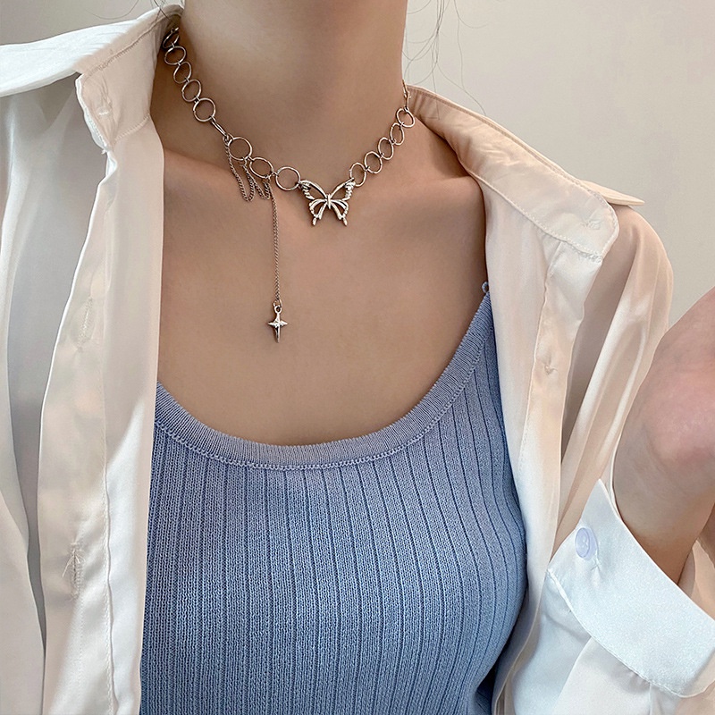 Vòng Cổ Mặt Hình Bướm Bằng Hợp Kim Đơn Giản Sáng Tạo Thanh Lịch Cho Nữ