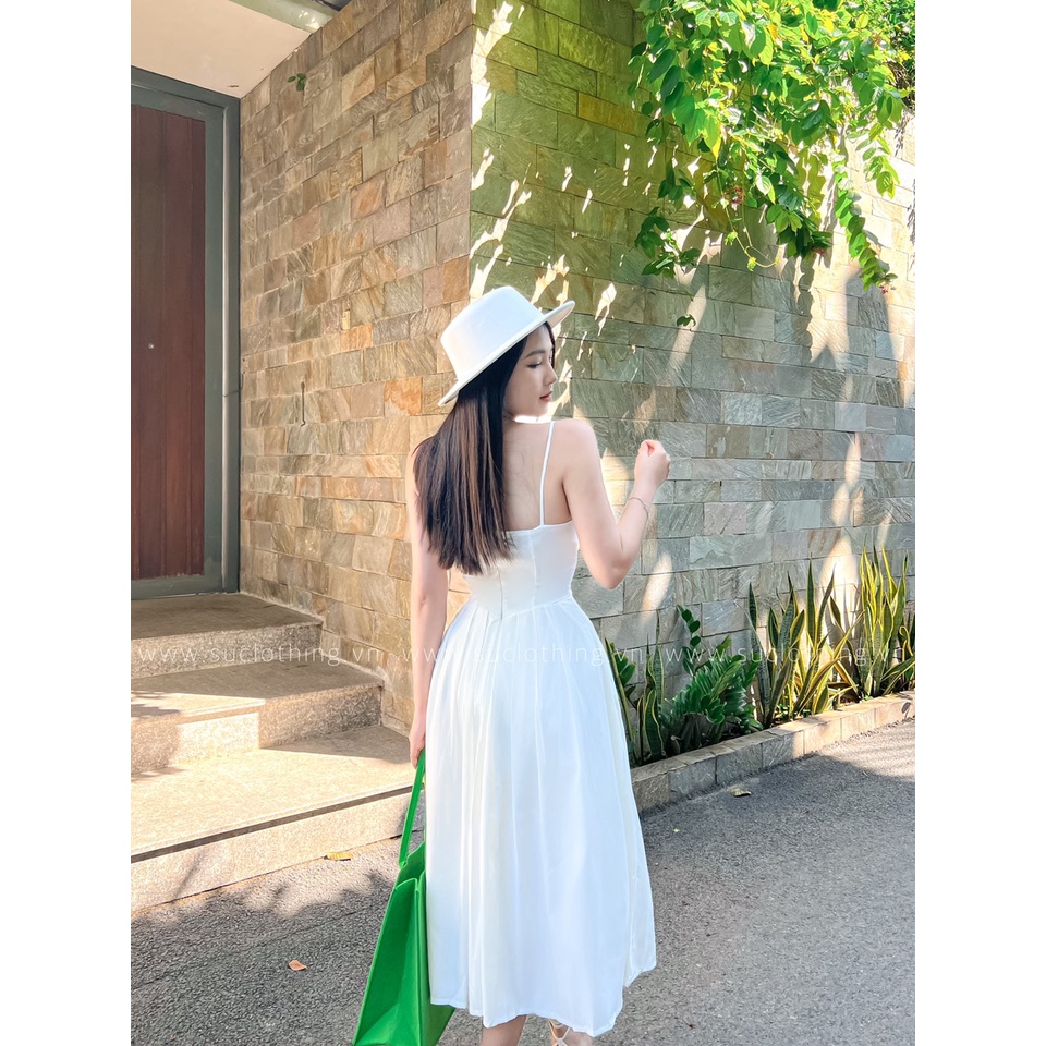 ELLYN DRESS - Đầm Dự Tiệc  2 Dây Thiết Kế Xếp Ly Eo