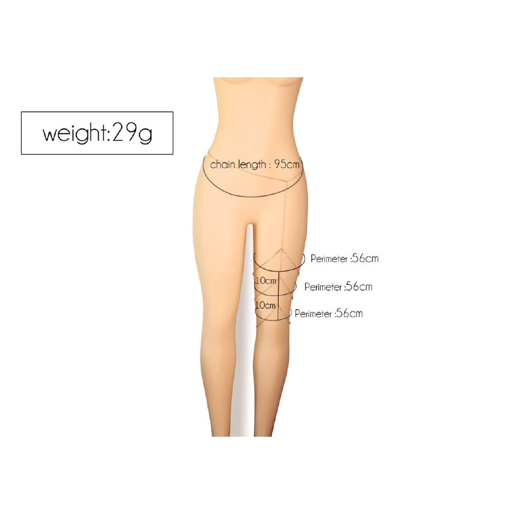 Dây xích đeo đùi nhiều vòng đính kim cương giả phong cách quyến rũ cho phụ nữ