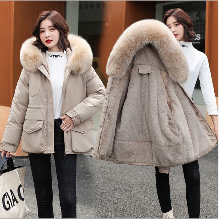 ✾✸✑Áo khoác nữ Parka mũ lông lót nỉ mềm phong cách hàn quốc mùa đông mẫu mới 2021- HÀNG QUẢNG CHÂU LOẠI 1