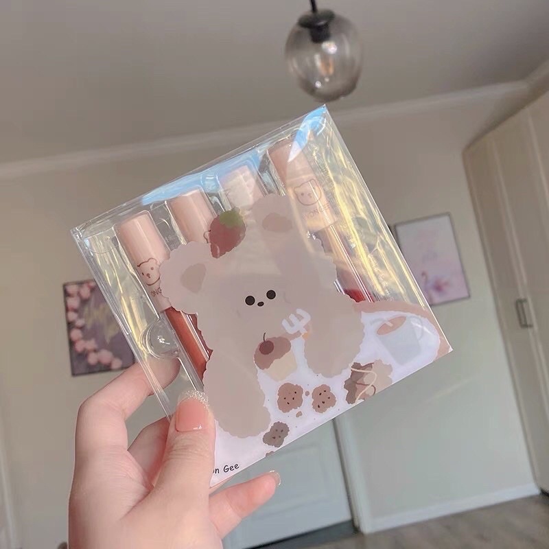 Set 4 Son Kem Gấu Vongee Gấu Nâu Siêu Cute | BigBuy360 - bigbuy360.vn