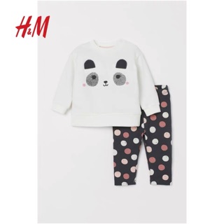 Bộ nỉ bé gái HM gấu trúc trắng 2-6Y (có ảnh thật)