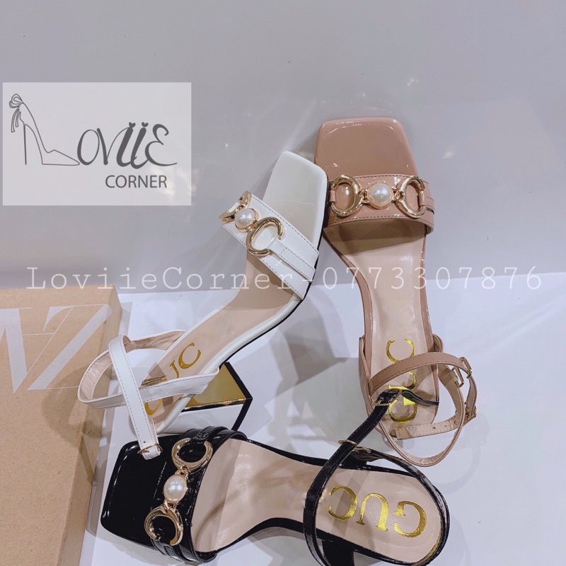 SANDAL CAO GÓT LOVIIECORNER- GIÀY QUAI NGANG GÓT VUÔNG NỮ 5P G210529