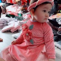 Áo dài nhung cho bé gái