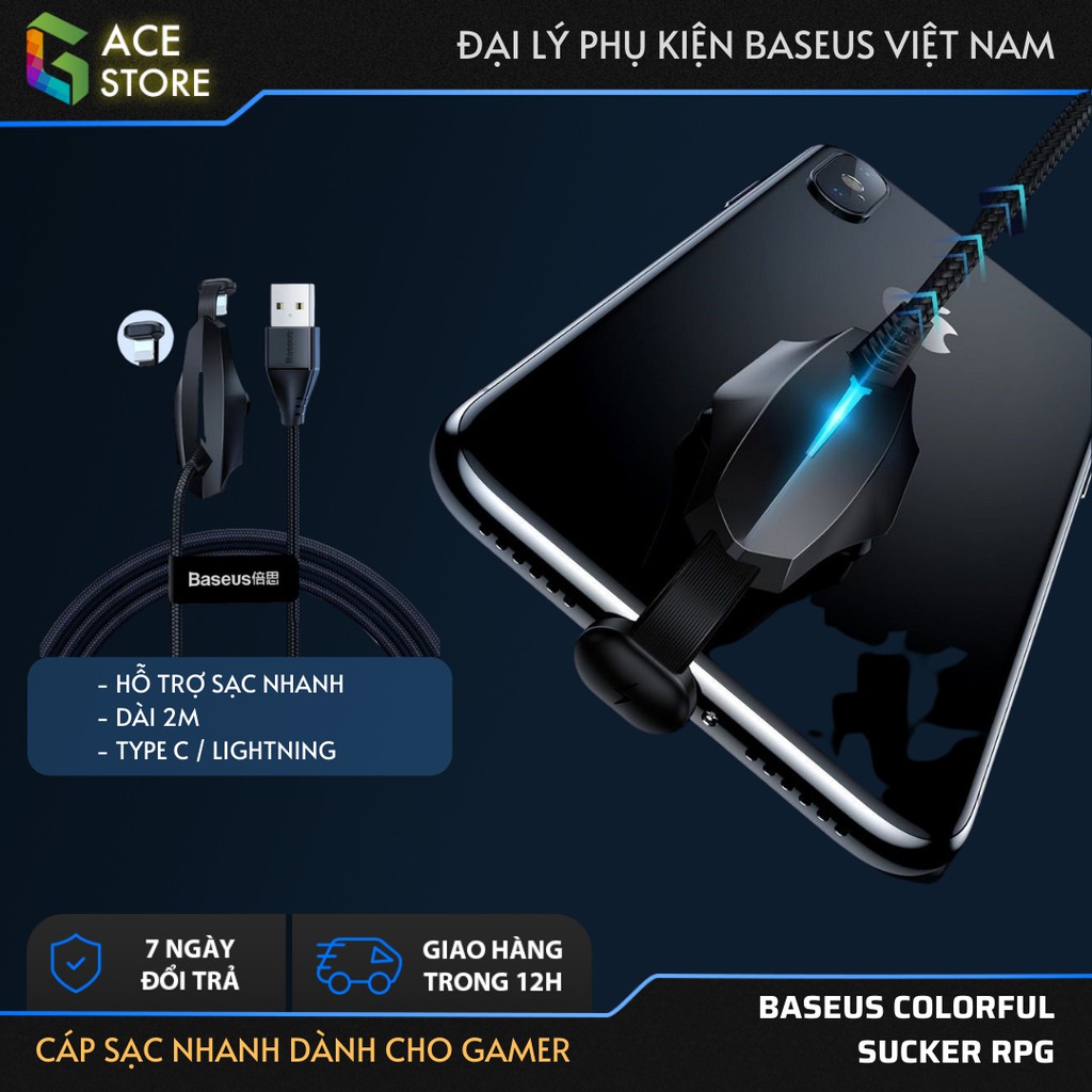 Cáp sạc nhanh dành cho Game thủ | Baseus Colorful Sucker RPG ( Lightning / Type C Quick charge and Sync Data Cable )