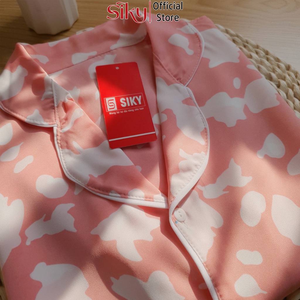 Bộ ngủ, bộ mặc nhà pijama nữ chất lụa Hàn siêu mềm mại - SIKY HX05 | BigBuy360 - bigbuy360.vn