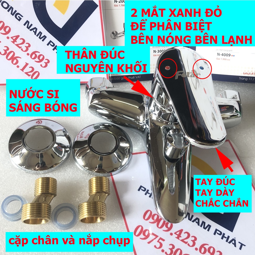 [LOẠI 1-HÀNG ĐÚC] Củ Sen Tắm NÓNG LẠNH N2004 Fotar chất liệu đồng thau mạ crome sáng bóng, lớp xi dày 5 lớp,củ 2 mắt