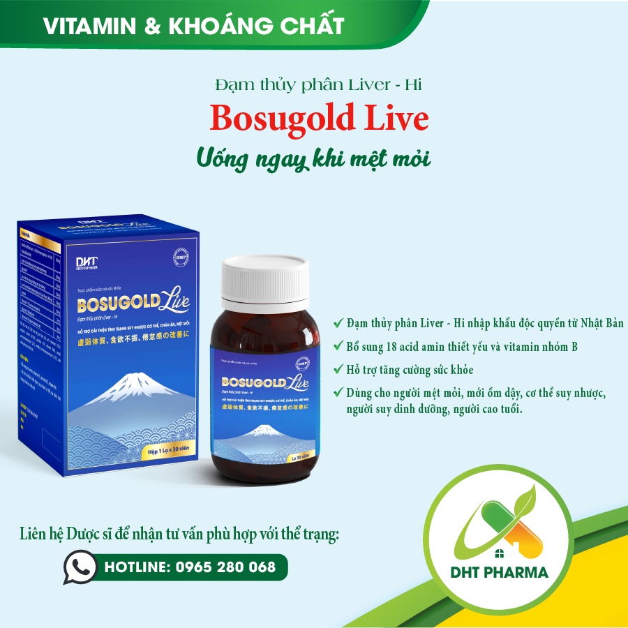 Đạm thủy phân Bosugold Live hỗ trợ cải thiện tình trạng suy nhược cơ thể, chán ăn, mệt mỏi