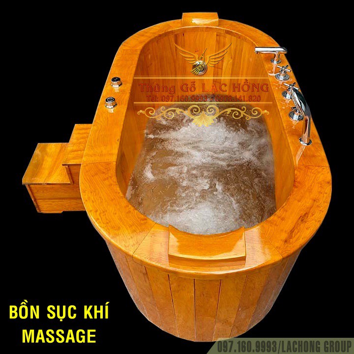Bồn Tắm Gỗ Pơ Mu Sục Khí Massage Body