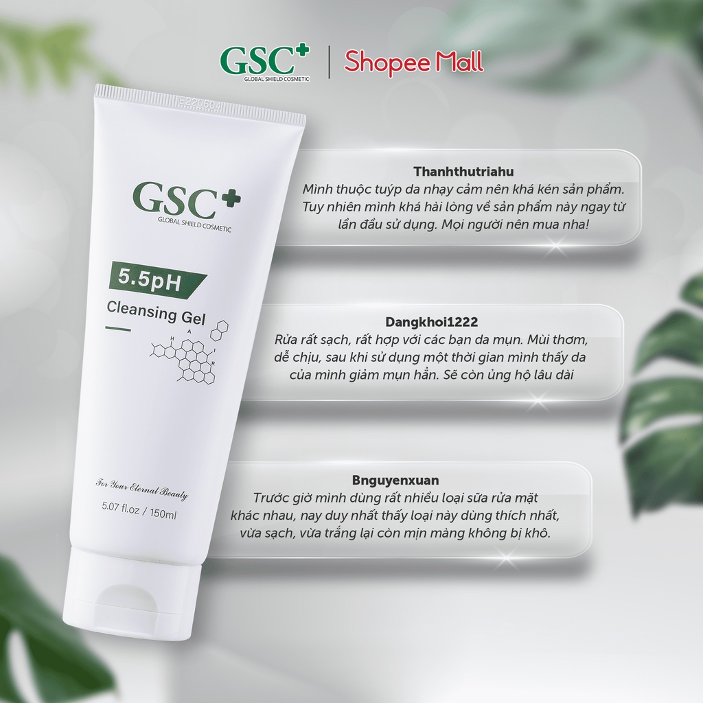 Sữa rửa mặt gel GSC hàn quốc 150ml 5.5PH giảm mụn cho da dầu mụn, da khô cho cả nam và nữ