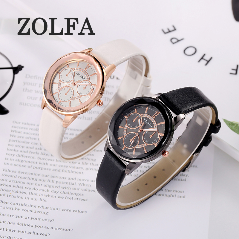 ZOLFA Elegant Pink Womens Quartz Wristwatch Analog Clock Fashion Luxury Rhinestones Ladies Leather Watches Wrist Exquisite Accessories Đồng hồ nữ