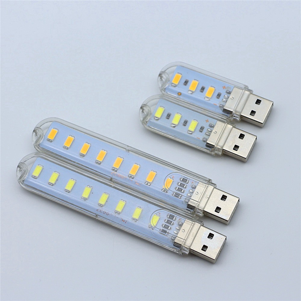 Thanh đèn LED mini gồm 3/8 bóng thiết kế cổng cắm USB thích hợp để bàn học, đèn ngủ