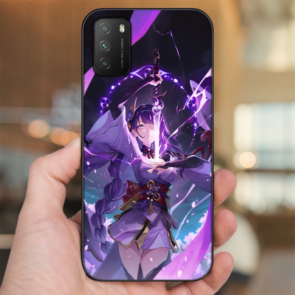 Ốp lưng Xiaomi Poco M3 viền đen in hình Raiden Shogun Genshin Impact