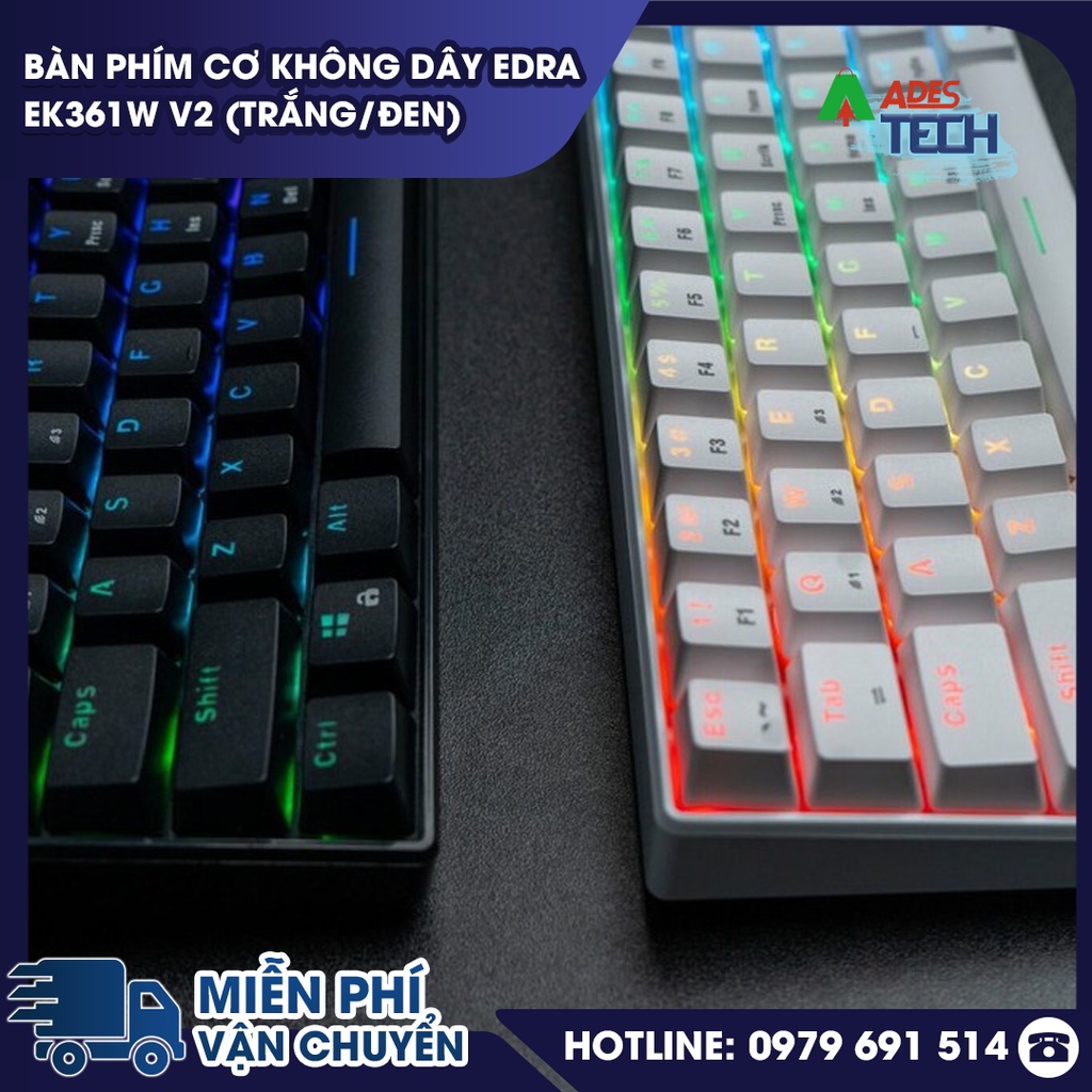 Bàn Phím Cơ Không Dây EDra EK361W V2  - Bảo hành 24 tháng
