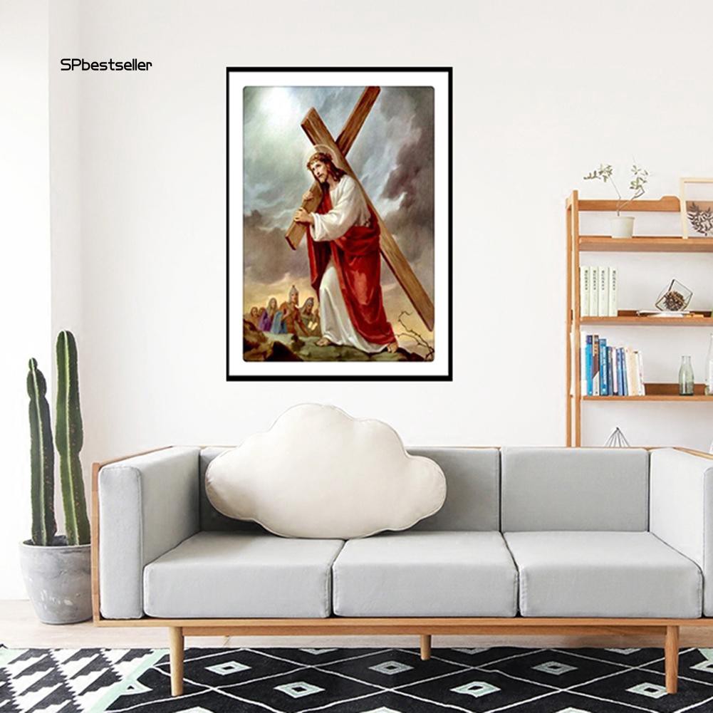 Tranh thêu trang trí thủ công 5D hình chúa Jesus ( mũi thêu hình X )