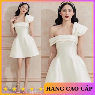 [HÀNG CAO CẤP] Đầm dự tiệc đầm sang trọng đầm dáng xoè Taffta nơ ngực chéo vai đi chơi dạo phố công sở - MN95