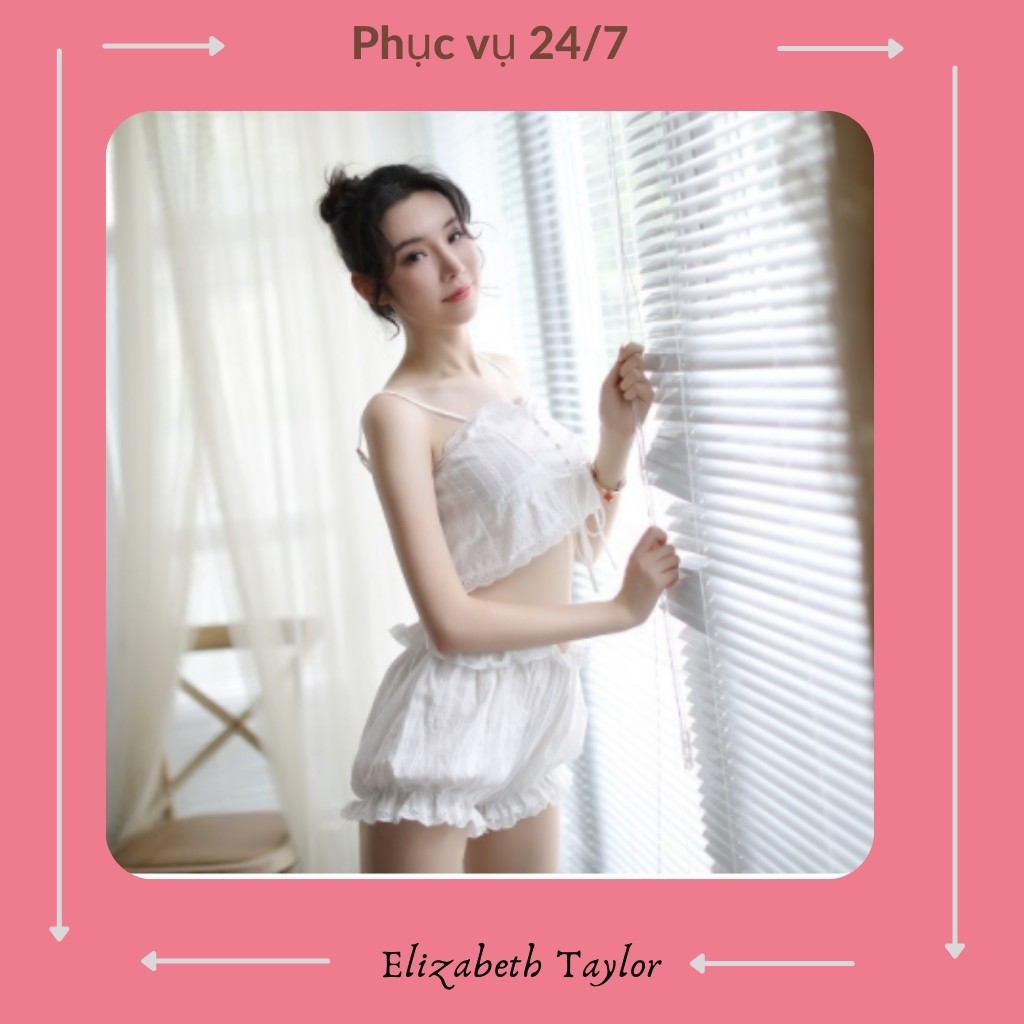 Bộ Đồ Ngủ Pyjama,Bộ Váy Ngủ 2 Dây Sexy Cho Các Nàng Diễn Chất Liệu Ren Đũi Cao Cấp