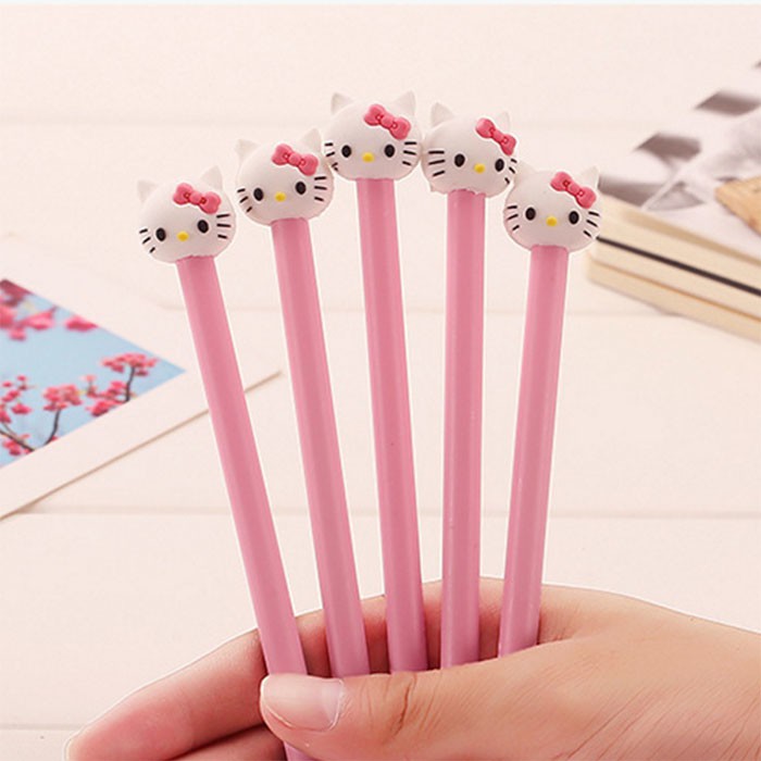 Bút bi nước mực gel hình Hello Kitty Pison, mực đen ngòi kim 0.38mm - PVN1702 - 1 cái