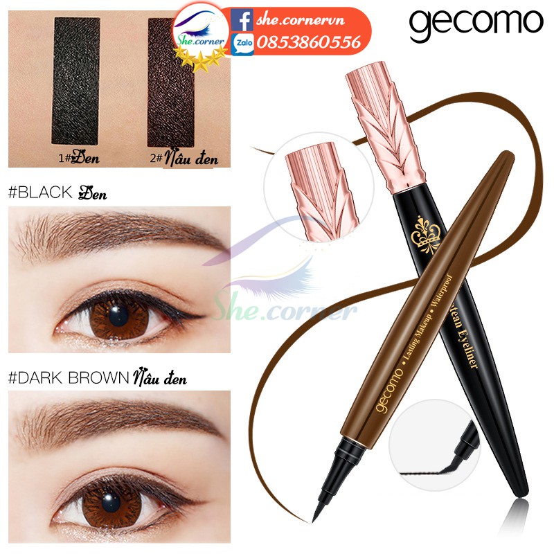 Bút kẻ mắt nước lâu trôi GECOMO Protean Eyeliner 203001 nét mảnh dễ kẻ màu đen màu nâu đen