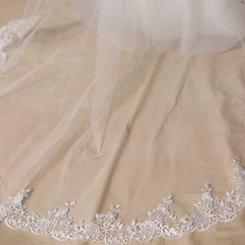 Mạng Che Mặt 1 Lớp Phối Ren Cho Cô Dâu Ngày Cưới