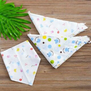 Khăn Yếm Tam Giác Xô Cotton 2 Lớp Cúc Bấm