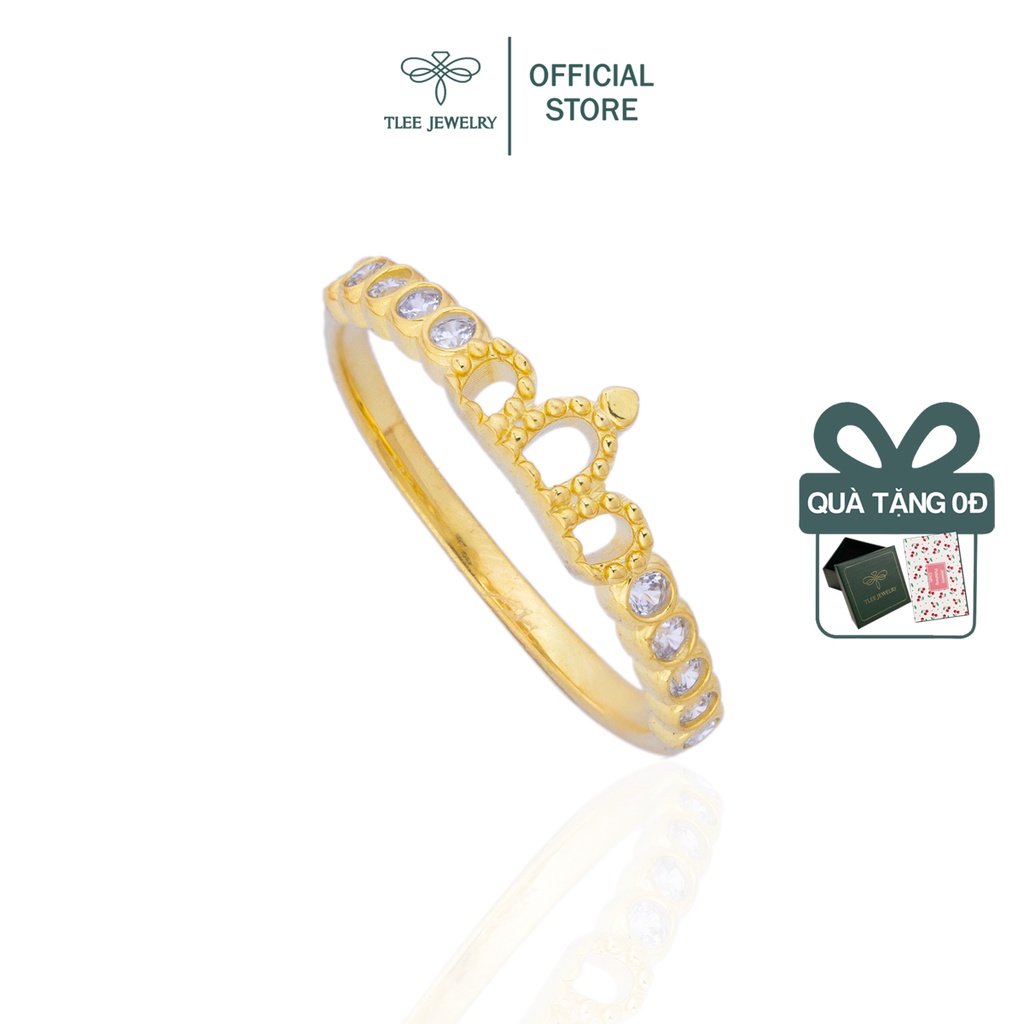 Nhẫn bạc nữ TLEE vương miện ba chóp mạ vàng 14k cao cấp TleeJewelry A0112