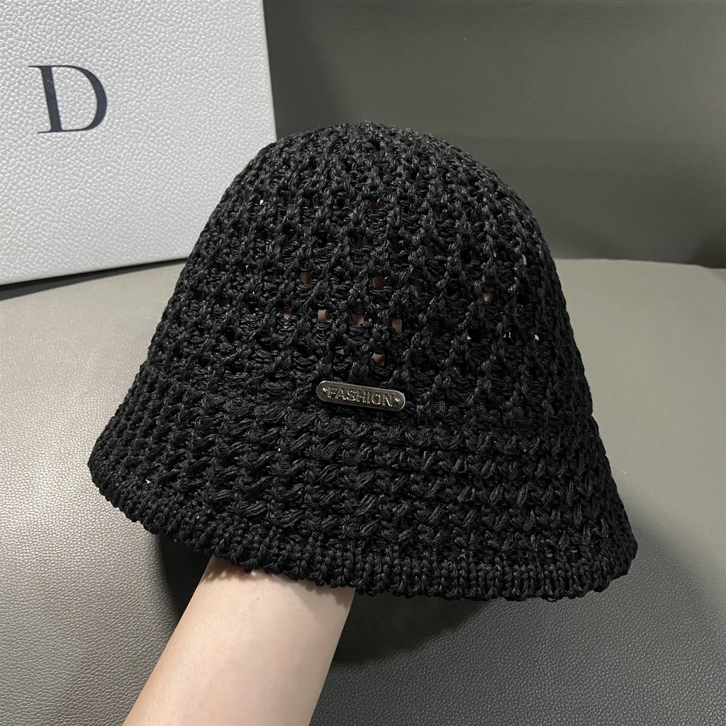 Nón Tai Bèo Đan Cói Phối Lưới Thoáng Khí Phong Cách Hàn Quốc Thời Trang Mùa Hè Xinh Xắn Cho Nữ