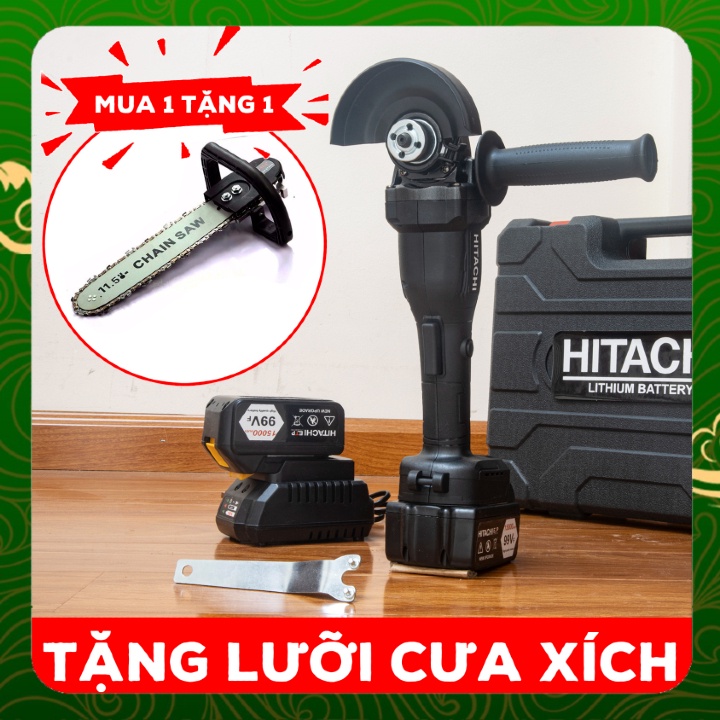 Máy mài cầm tay pin Hitachi 199V không chổi than - 32000mAh - 2 PIN - TẶNG LƯỠI CƯA XÍCH CẮT GỖ, ĐÁ MÀI, ĐÁ CẮT _ Nhật V