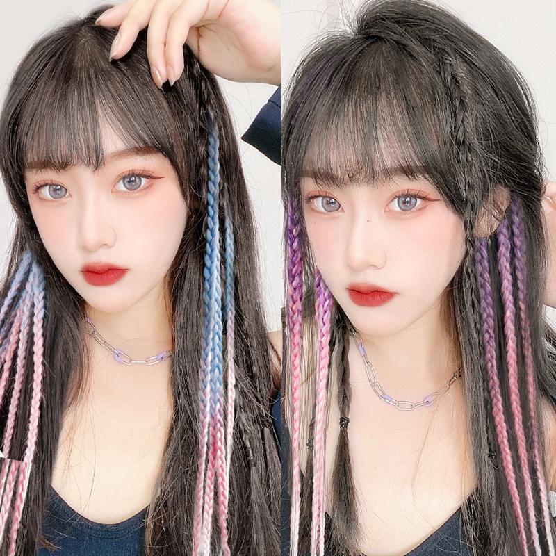 Tóc Giả Thắt Bím Nhiều Màu Sắc Tự Nhiên Dạng Xoắn Cho Nữ