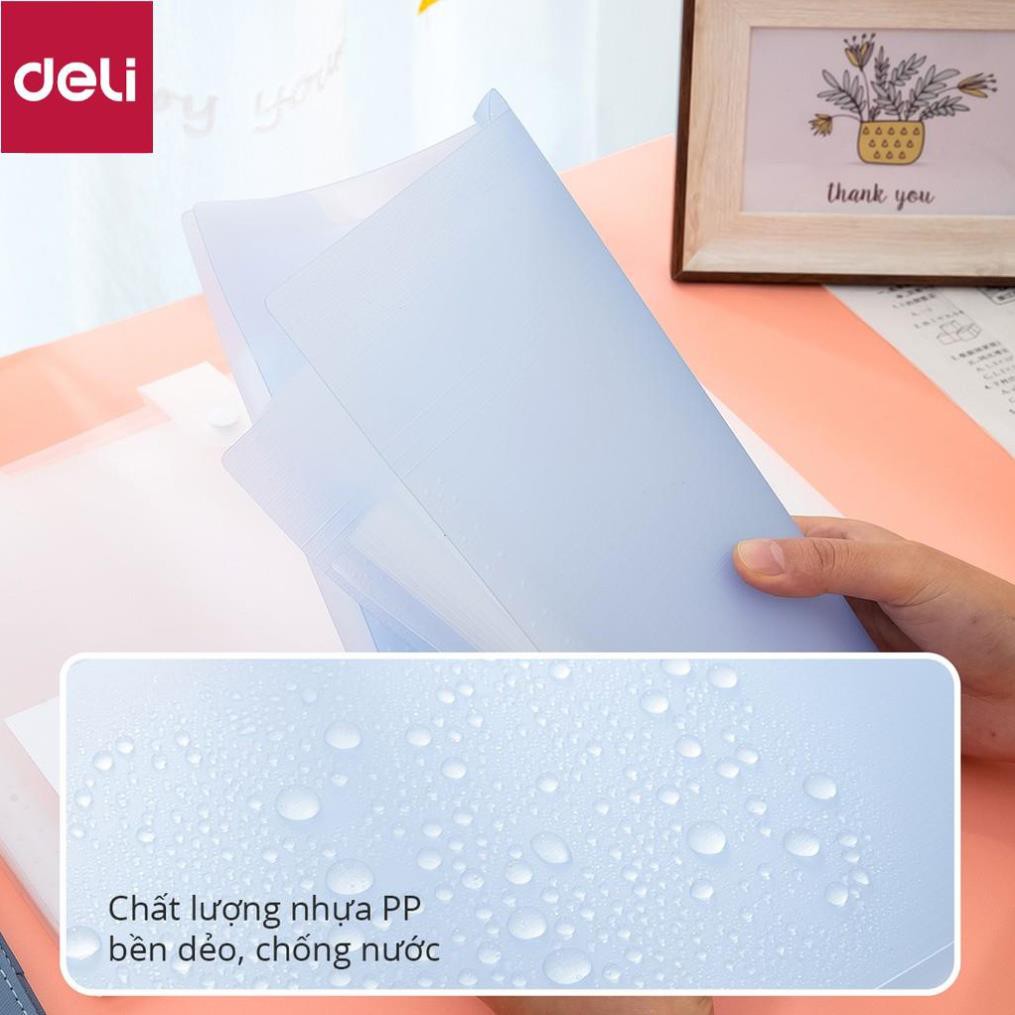 Cặp tài liệu mở rộng A4 8 ngăn Deli - có nút cài - 1 chiếc - 5735 [Deli]