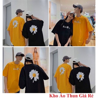 Áo thun cotton in hình hoa cúc form rộng