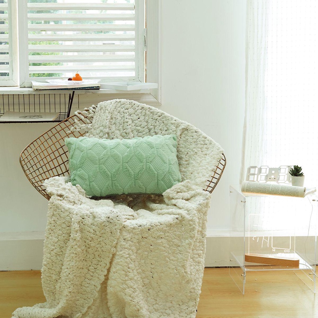 Vỏ Gối Hình Chữ Nhật Phủ Lông Cotton 30X50Cm Nhiều Màu Tùy Chọn Trang Trí Gối/Sofa