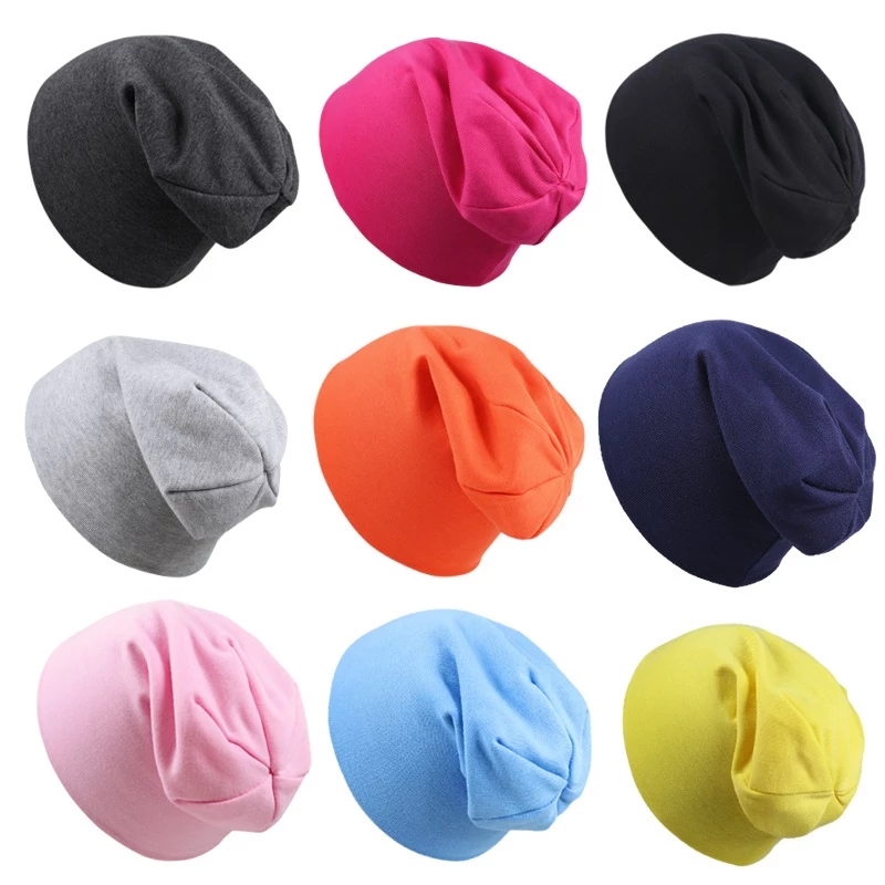 Mũ Beanie Dệt Kim Mỏng Màu Trơn Mềm Mại Giữ Ấm Thời Trang Cho Bé