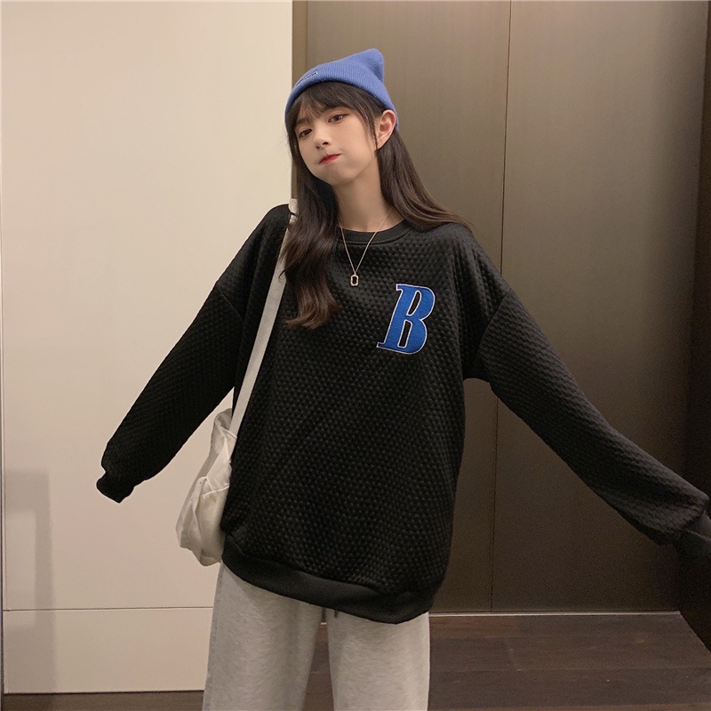【ZHELIHANGFEI】Áo Thun Sweater Tay Dài Thêu Họa Tiết Xinh Xắn